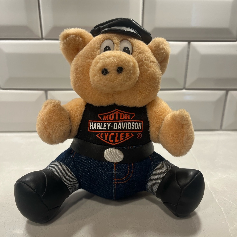 Harley-Davidson Pig Plush Stuffed Animal. Vintage HD.